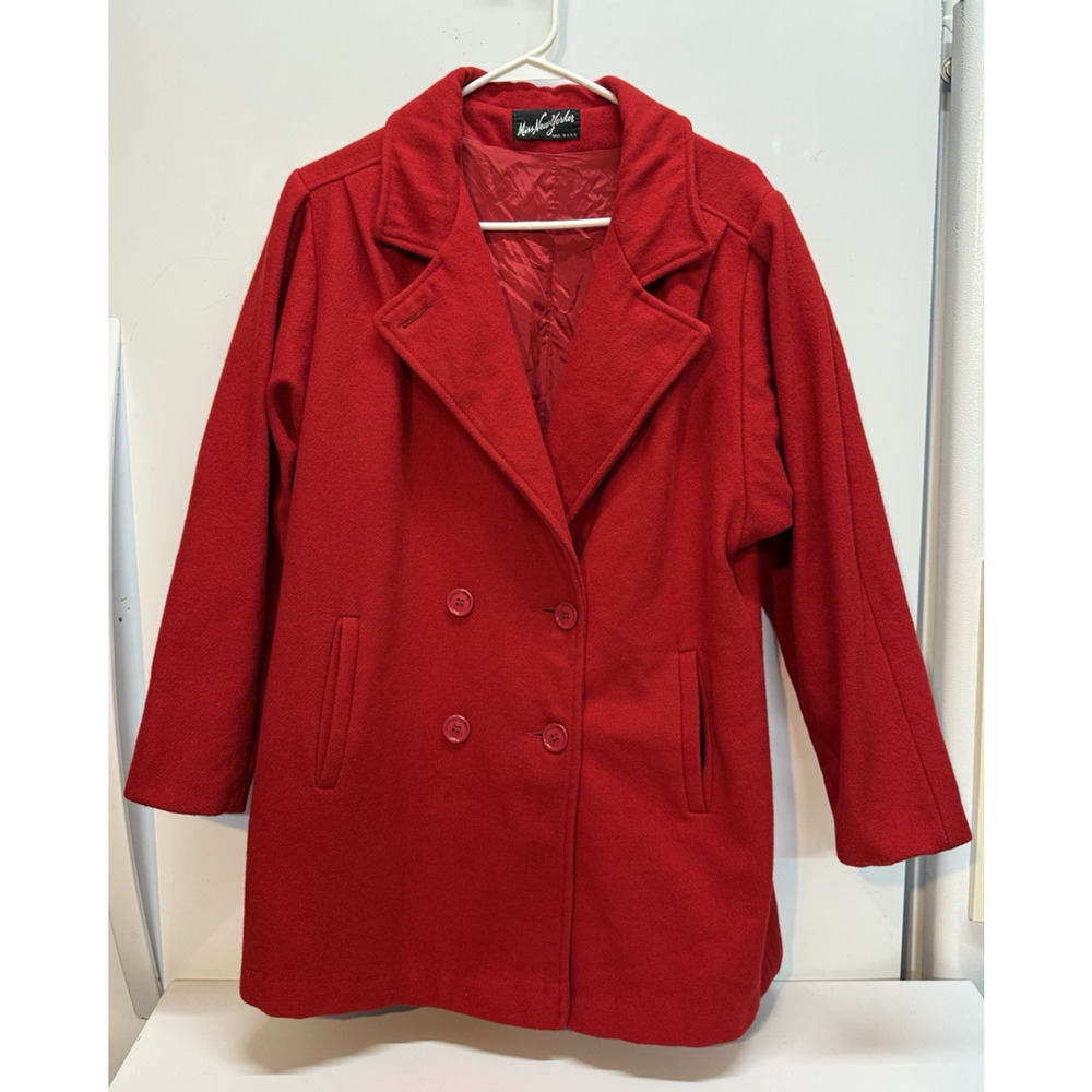 VTG Miss New Yorker Red Wool Coat Blazer Women’s L Structured Classic Jacket